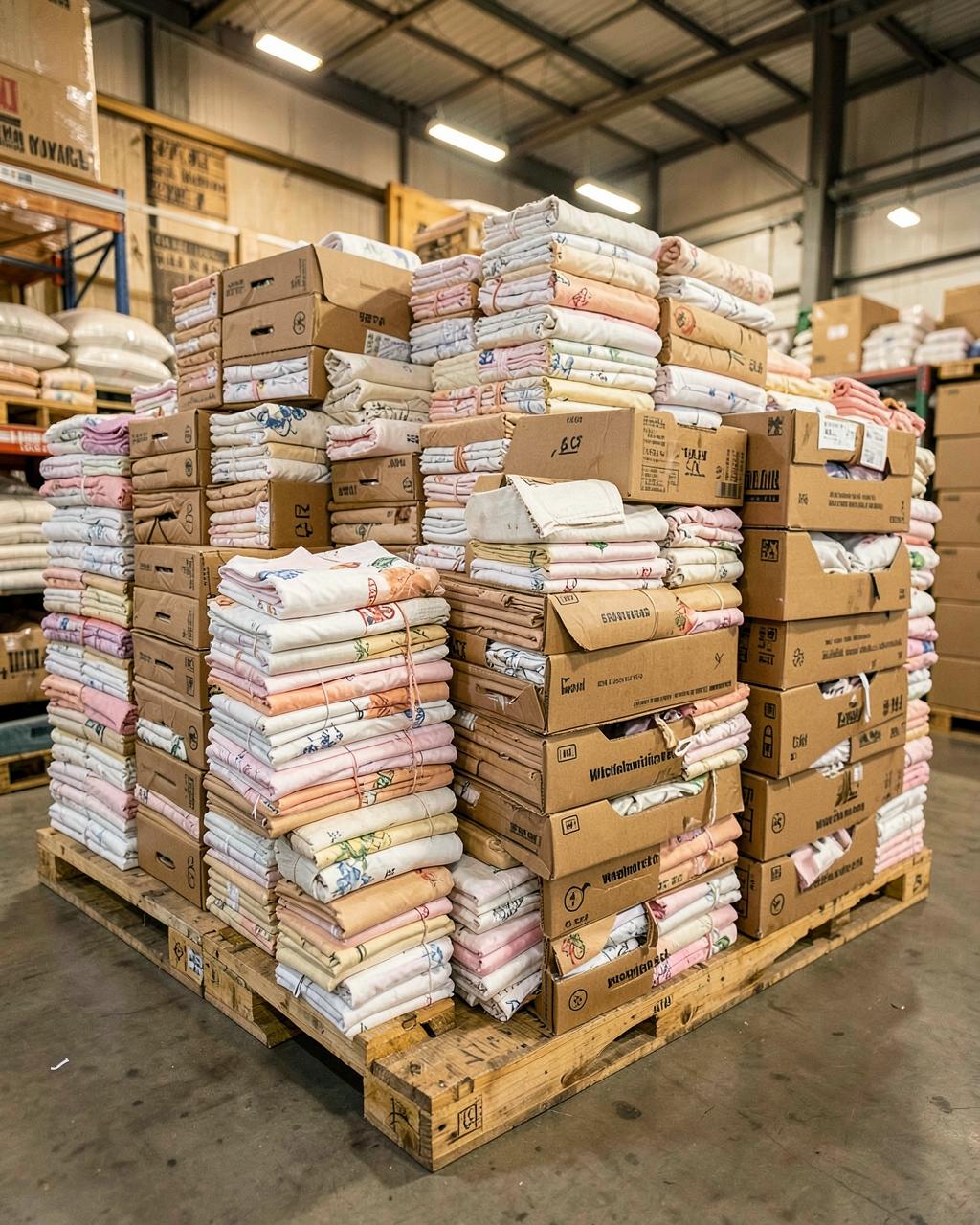 Peças de moda infantil organizadas em volume para o atacado